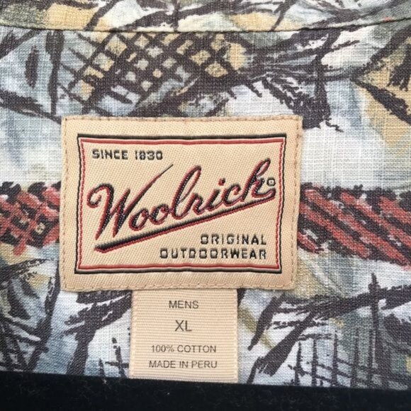 Woolrich Outdoor Wear Fish Shirt Hawaiian Style Vintage Oxford Shirt Size XL - Picture 2 of 8